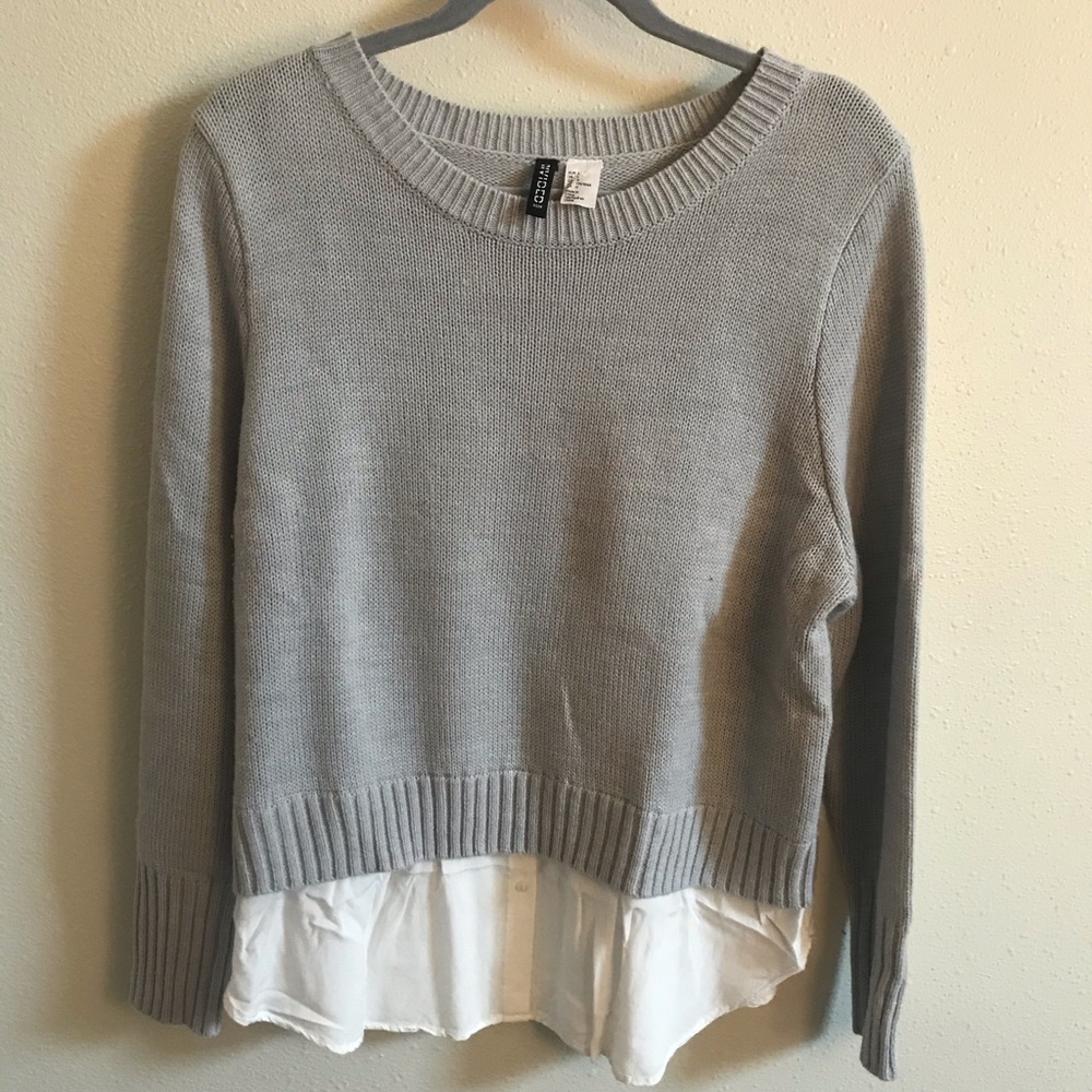 H&M Grey Sweater with Cream Detail